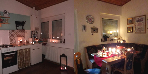 Ansichten unserer Wohnküche, festlich geschmückt zum Julfest / Lichterfest